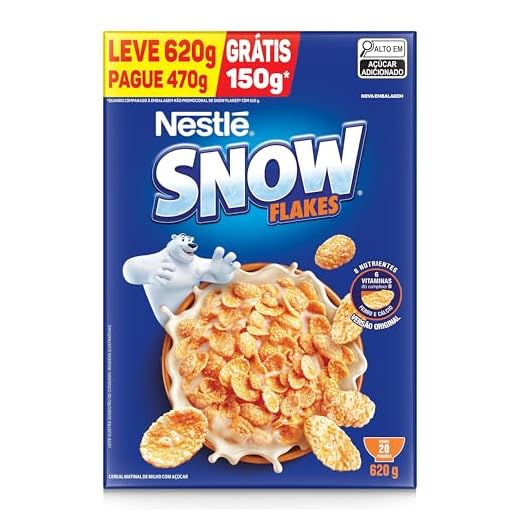 Snow Flakes Cereal Matinal Tradicional Leve 620G Embalagem Econômica