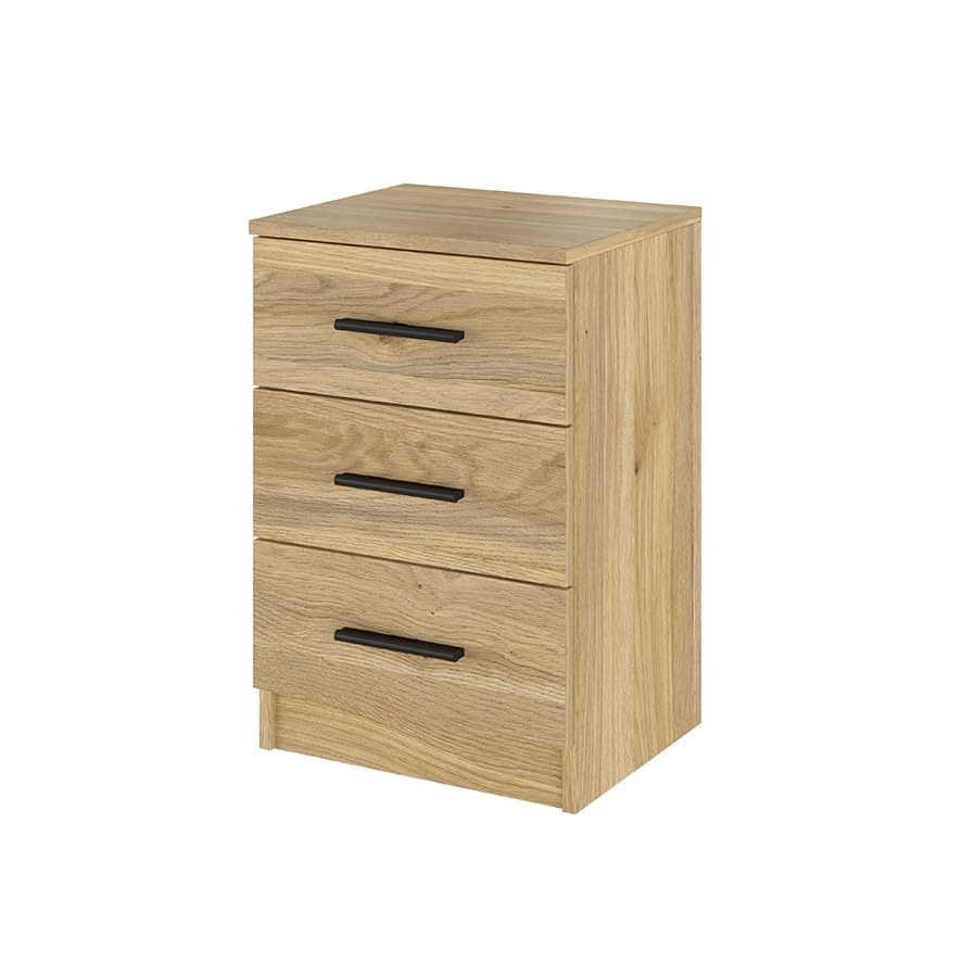 Homey - Table de Chevet Style Nordique modèle Alais avec 3 tiroirs, Design Pratique et élégant, Couleur chêne Miel, Dimensions : 40 cm de Large x 59,5 cm de Haut x...