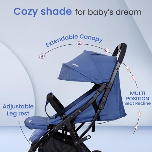 Image of LuvLap Regency Baby Stroller, Pram for 0 to 3 Years with 5 Point Safety Harness, Large Storage Basket, Heavy Duty Wheels, Easy Fold, Extendable Canopy, Multilevel Recline & Adjustable footrest