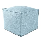 Evergreenweb Puf cuadrado de 50 x 50 cm Puf reposapiés interior y exterior elegante para jardín, taburete de salón, balcón Tejido de alta calidad Exterior e interior Fabricado en Italia