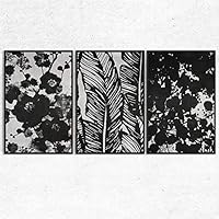 SIGNWIN 3 Piece Framed Canvas Wall Art Black and White Flower Canvas Prints Home Artwork Decoration for Living Room,Bedroom - 16