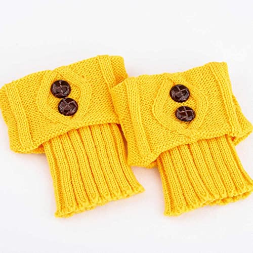 Image of Short Socks Warmers Crochet Knitted Boot Cuffs Leg Warmers Button Toppers for Women and Girls
