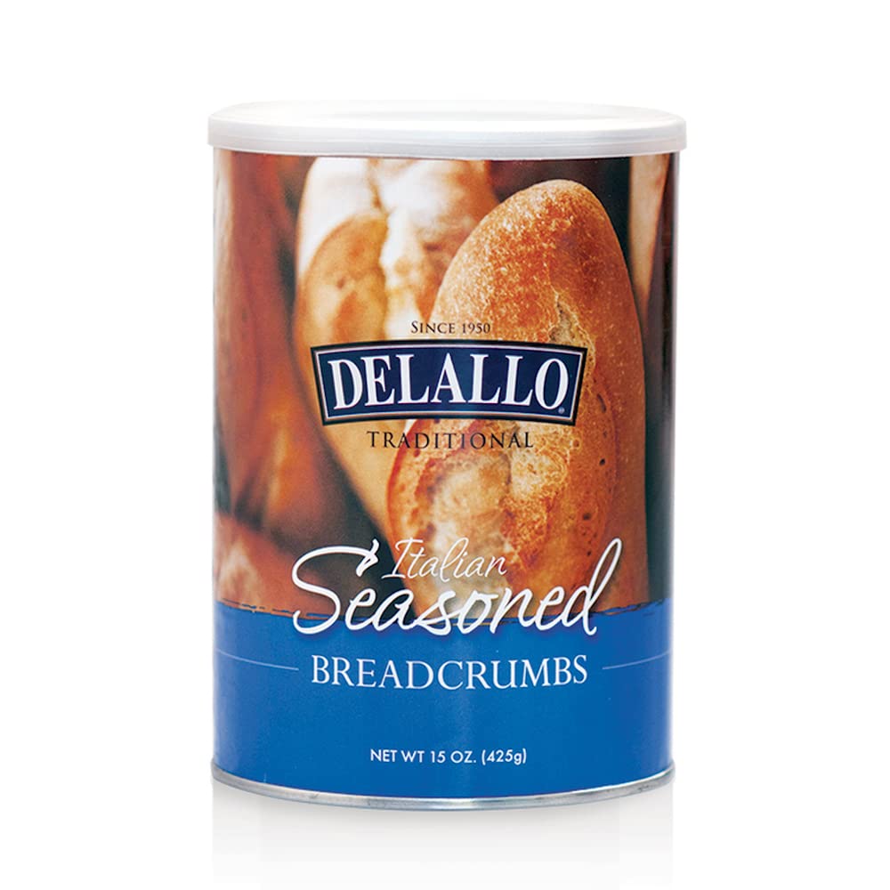 DeLallo Traditional Italian Seasoned Breadcrumbs, 15oz Canister, 6-Pack