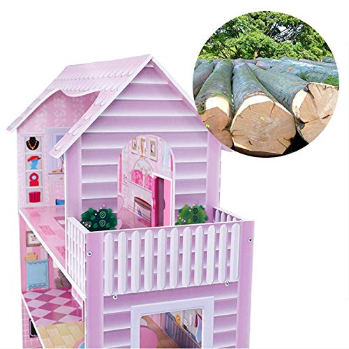 Puppenhaus Modell Prinzessin Haus DIY Puppenhaus Modell Große Holzpuppenhaus Mit Möbeln 3D Puzzle Für Kinder (Farbe… – Bild 3