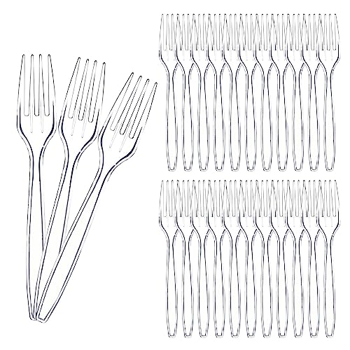 Forchette Plastica, 200pcs Posate di Plastica Riutilizzabili e Robuste per Eventi Aperto e Chiuso, Feste di Compleanno, Catering, Matrimoni