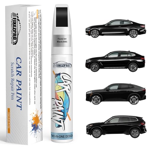 Image of 668 Fluid /Jet Black Touch Up Paint for BMW, Color Exact Match Car Paint Scratch Repair Remover Pen Kit Quick & Easy Fix Vehicle Chips and Automotive Nicks Scuff
