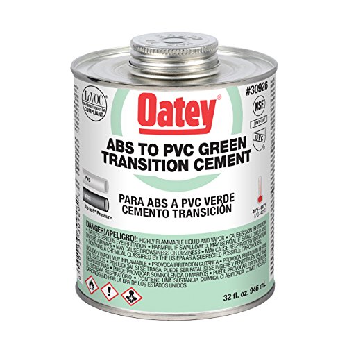Oatey 30926 Medium Bodied Solvent, 32 Oz, Can, Liquid, Green PVC Transition Cement