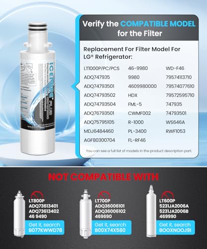 Image of ICEPURE PLUS ADQ747935 LT1000PC NSF /ANSI 53 Certified Refrigerator Water Filter, Remove Lead, Replacement for LG LT1000P /PC /PCS, MDJ64844601, ADQ74793501, LFXS26973S, LMXS28626S, 46-9980, 3PACK