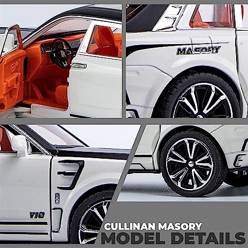 Image of 1:32 Scale Rolls Royce Cullinan Masory Toy Car | Metal Pullback Diecast Car for Kids with Openable Doors, Sound, Light Effects Toy for Car Enthusiasts (Color As Per Available), White