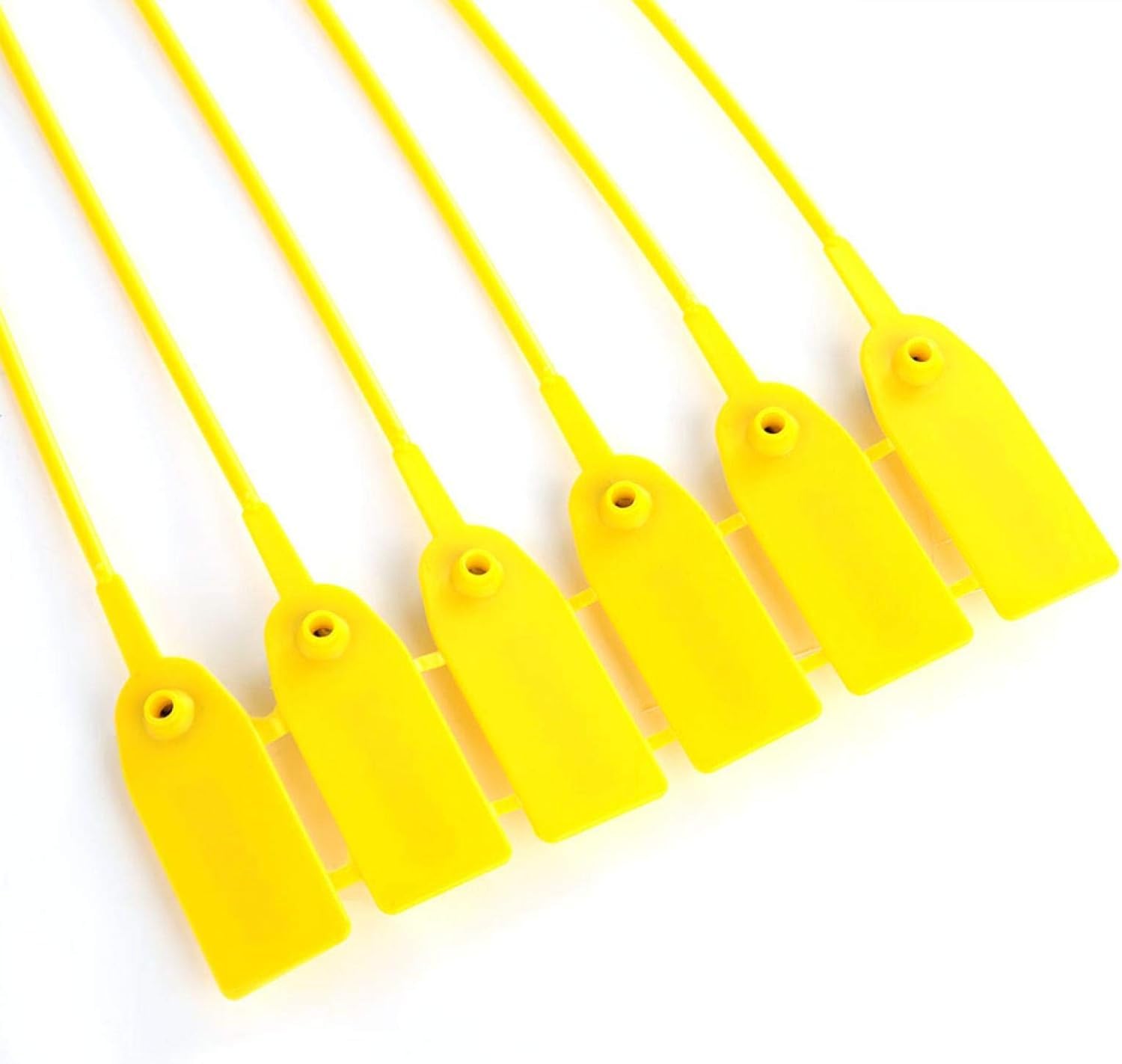 Lot de 100 étiquettes de joint en plastique jaune pour camion de transport, étiquette de sécurité en plastique, étiquette de 40 cm, attaches de câble avec numéro