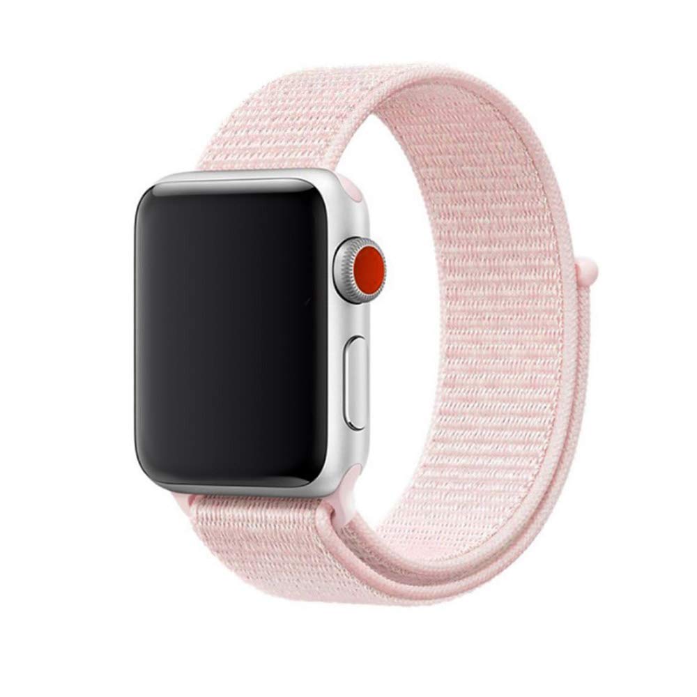 WATCH Strap/Band Compatible With Apple Sport Replacement Wrist Strap Band 42/44mm | 38/40mm Series SE/6/5/4 Breathable Soft Nylon For i Multiple Colors. (38/40mm, Light Pink)