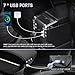Car Armrest Box for KIA Rio 2018-2023 Automotive Accessories 7 USB Ports Double-Layer Leather Armrest Organizer Storage Box Center Console with Cup Holder