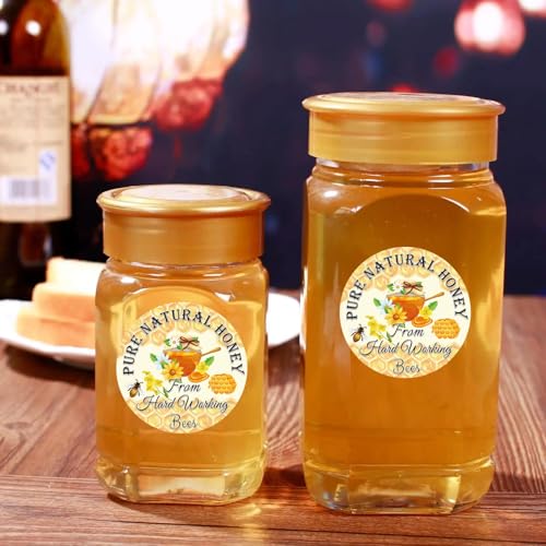 Well Tile 2024070212 Honey Canning Stickers Round Pure Nature Honey Labels 2 Inch-Honey Themed Jar Lids Labels Honey Farm Kitchen Bottles Labels 180Pcs thumb #3