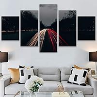 SIGNWIN 5 Panel Canvas Wall Art Light Exposure for Home Decorations Ready to Hang - 60