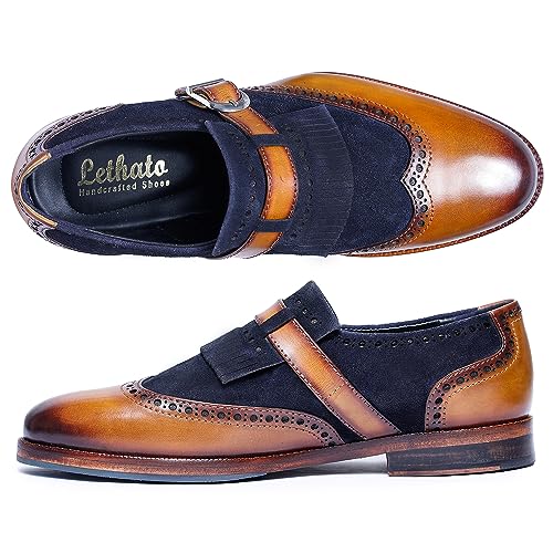 Image of Lethato Men's Wingtip Brogue Kiltie Monk Strap Loafer Dress Shoes