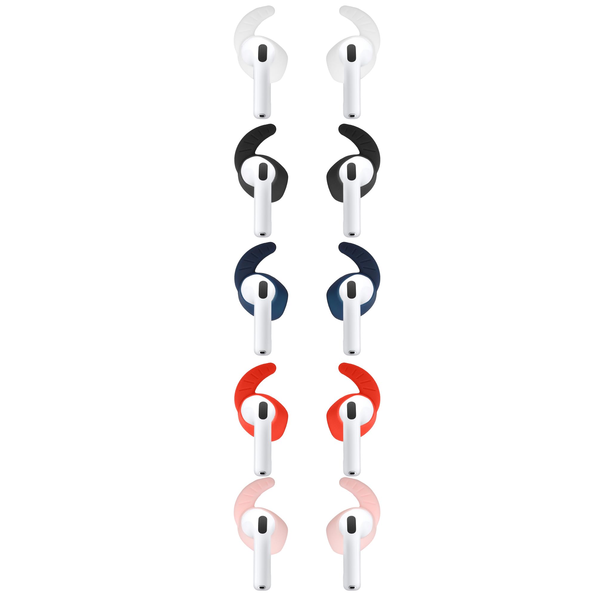 kwmobile Set 5x Gancio Anticaduta Compatibile con Apple Airpods 4 - Supporto Auricolare Sportivo Antismarrimento per Cuffiette Wireless