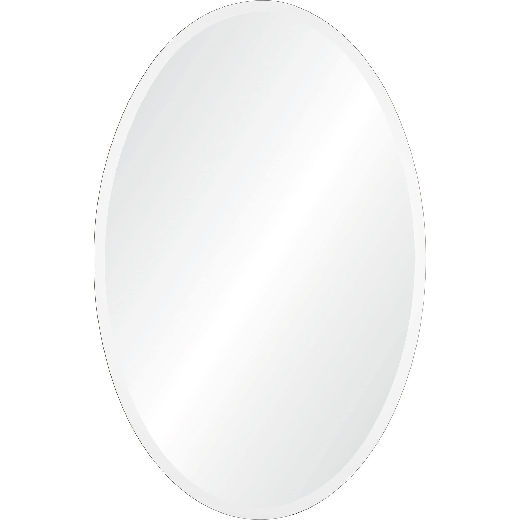 36" Clear Polished Unframed Beveled Oval Wall Mirror