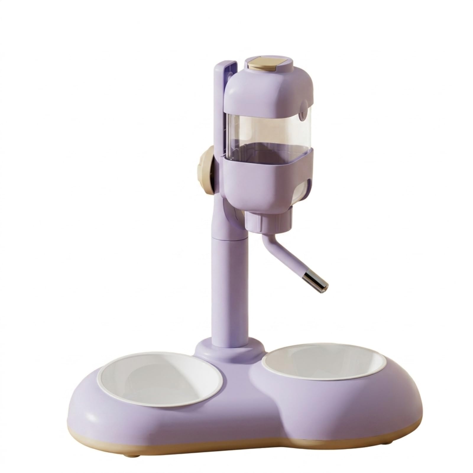 Gralara Mangiatoia Rialzata con Abbeveratoio Rialzato Stazione di Alimentazione Antigoccia Distributore Acqua per Animali Domestici, Cucina, Viola, Doppia Ciotola, Ceramica