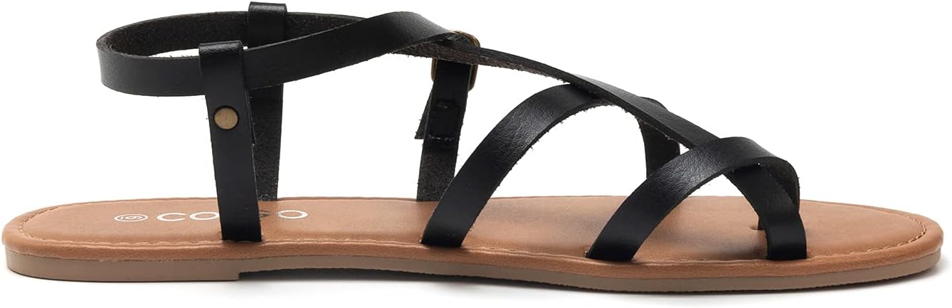 Colgo Women's Summer Strappy Flat Sandals, Adjustable Casual Fisherman Sandal with Open Toe Slingback Gladiator Sandals - Image 3