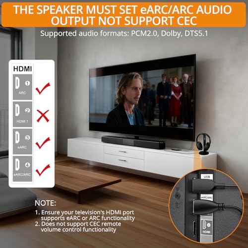 Image of Neoteck 1-in-2-out ARC /eARC Audio Extractor, HDMI ARC Audio to Optical Extractor with Supports PCM 2.0, Dolby 5.1, DTS 5.1, 24bit /192kHz, Plug and Play, for TV, Home Cinema & Legacy Audio Systems | with 1-in-2-out, Supports PCM 2.0, Dolby 5.1, DTS 5.1, 24bit /192kHz, Plug and Play for TV, Home Cinema & Legacy Audio Systems