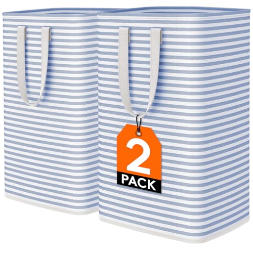 Lifewit Panier a Linge, Grande Corbeille a Linge Pliable et Imperméable avec Poignées, Laundry Basket, Bac Linge Sale pour Vetements, Chambre, Bleu, 80 L,...