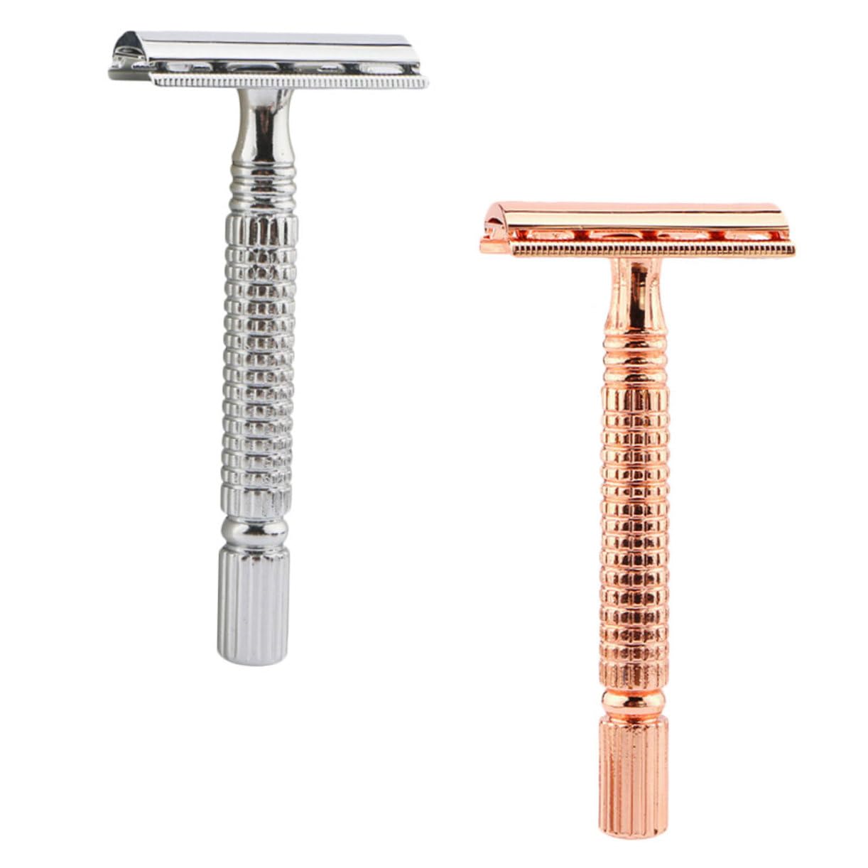 LIFKOME Traditional Manual Shaver Double-edged Razor for Barbershop or Home Rose Gold Star Silver