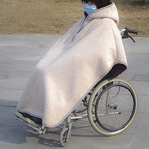 LIEOWYD Wheelchair Blanket Winter Warm Cover for Whole Body - Windproof Wheelchair Cape Poncho with Hood, Fleece-Lined Thermal Blanket for Cold Weather