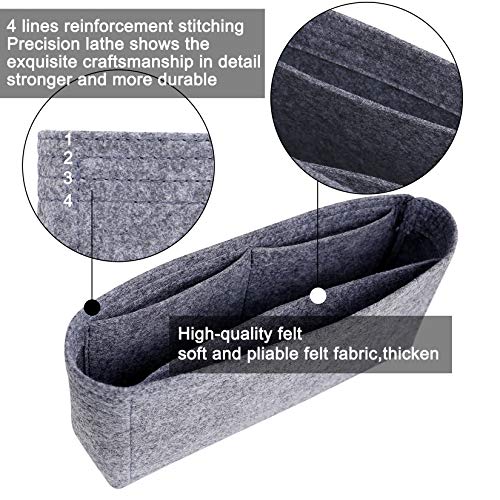 Oaikor Purse Organizer Insert Felt Bag Handbag For Gg Marmont Small Matelasse Shoulder Bag - 9 X 2 X 4.3 In (Small, Grey) #TOP1