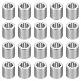 PATIKIL M6 Aluminum Spacers, 20Pcs Metal Spacer Aluminum Round 6.2mm ID x 10mm OD x 10mm L Thickness Aluminum Spacer 1/4in ID Screw Standoff for 1/4' or M6 Screw Bolts