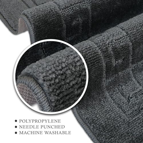 Paradise Products Greek Style Bath Mat Set 2-Piece | Non-Slip Bathroom Mats, Shower Mat & Pedestal Mat | Soft Washable Quick-Dry Bath Mats for Bathroom Floor | Anti-Mould Bath Rug Set (Charcoal) - Cosy Home Interiors Paradise Products Greek Style Bath Mat Set 2-Piece | Non-Slip Bathroom Mats, Shower Mat & Pedestal Mat | Soft Washable Quick-Dry Bath Mats for Bathroom Floor | Anti-Mould Bath Rug Set (Charcoal) - Image 6