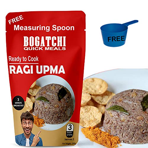 Image of BOGATCHI Quick Meals - Ready to Cook Authentic RAGI UPMA - 200 g , Ready to Eat Millet Upma Meal and Tasty Instant Meal, 100% Natural Ingredients, No Preservatives, No Artificial Flavours & Colours