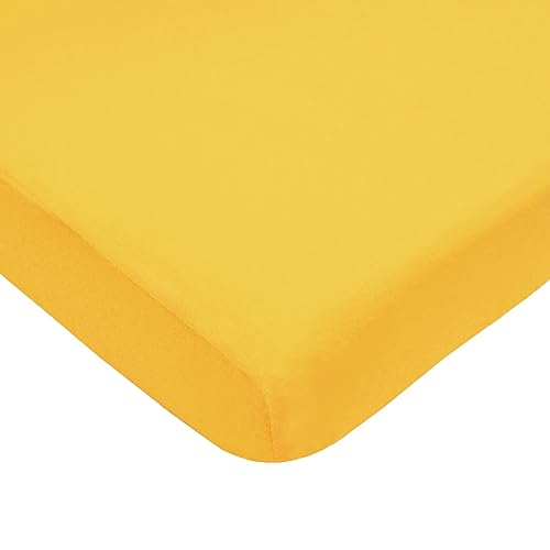 American Baby Company Sábana bajera ajustable de punto de jersey de algodón 100% natural, color amarillo, 24 x 38 pulgadas, suave, transpirable,