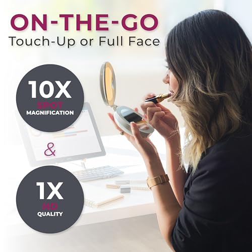 Travel Makeup Mirror with Lights and 10X Magnification