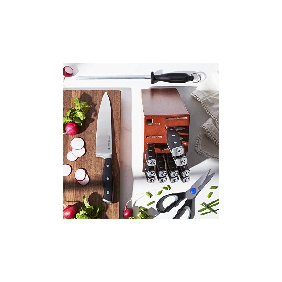 Henckels-Forged-Accent-15-pc-Knife-Block-Set HENCKELS Forged Accent Razor-Sharp 15-Piece Knife Set, Chef Knife, Bread Knife, Steak Knife, German Engineered Knife Informed by over 100 Years of Mastery