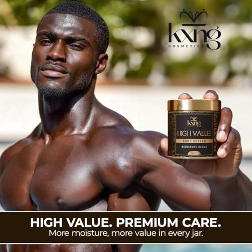 Image of KXNG Cosmetics Shea Body Butter Cream - 4oz | Organic Body Butter for Men & Women with Shea, Cocoa, Mango & Coconut Oil | Deep Moisturizing Cream for Hands, Feet & All Skin Types - High Value