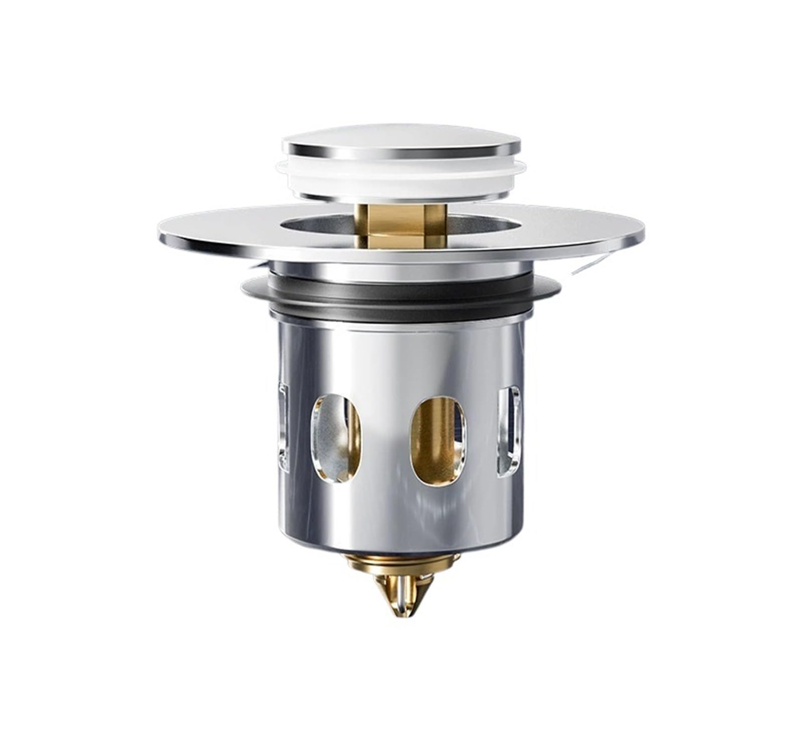 Pop-Up Anti-Odor Drain Plug with Hair Catcher(Chrome)