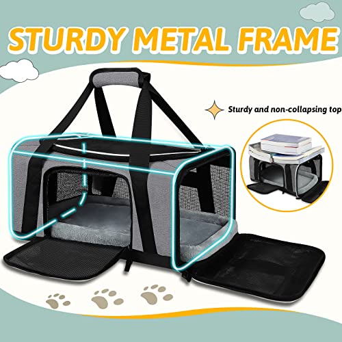Petskd Pet Carrier 17X11X9.5 Alaska Airline Approved,Pet Travel Carrier Bag For Small Cats And Dogs, Soft Dog Carrier For 1-10 Lbs Pets,Dog Cat Carrier With Safety Lock Zipper(Grey) #TOP3