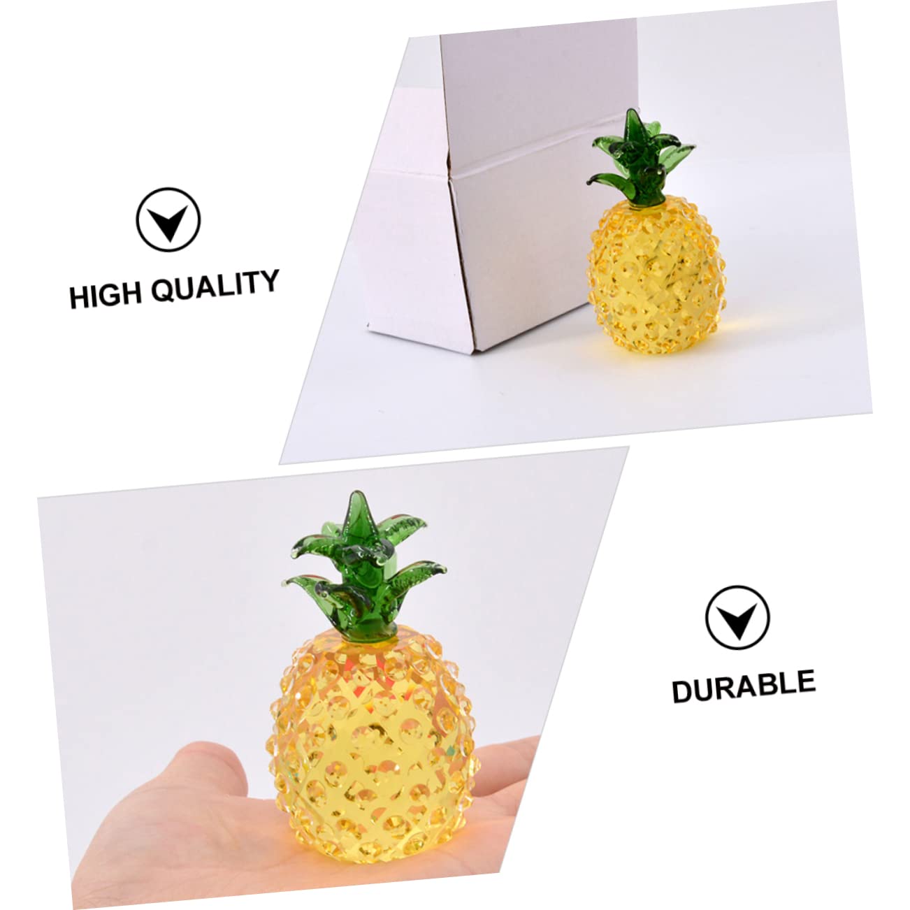 Amosfun 3 Piezas De Piña De Cristal Tallada Adorno De Escritorio Fruta Decoración del Hogar para Fiestas.