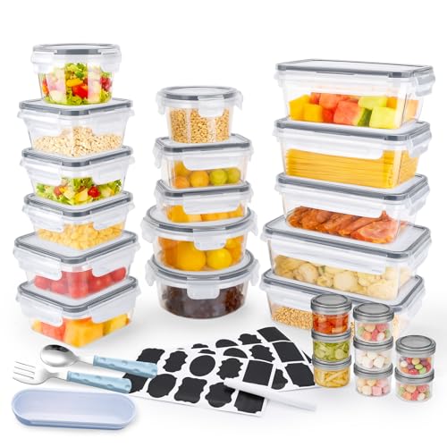ZUSUZU 24 Recipientes Herméticos con Tapa,Envases Herméticos de Plástico,Sin BPA,Apilables,Envases para Alimentos,Reutilizables,Apto para Horno,Microondas,Congelador y Lavavajillas