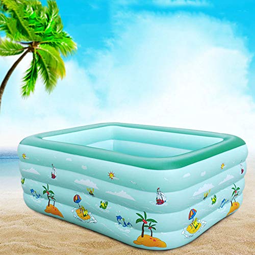 ZHKGANG Inflatable Swimming Pool Children's Home Thickening Adult Increase Rectangular Play Pool Baby Shower Child Marine Ball Pool,Green-210 * 150 * 75cm