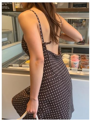 Floerns Women's Summer Mini Dress Polka Dots Spaghetti Strap V Neck Date Night Cami Dresses with Scarf2