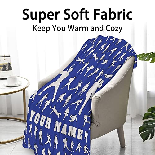 Custom Baseball Throw Blanket for Teen - 50x60 Inches Throw Size - Soft Fluffy Cozy Blankets Gift - Blue Sports Blanket Throws for Living Room Decorative