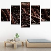 SIGNWIN 5 Panel Canvas Wall Art Modern Art Decorative Elements Expressive Leaves Multicolor Patterns Photography for Home Decorations Ready to Hang - 60