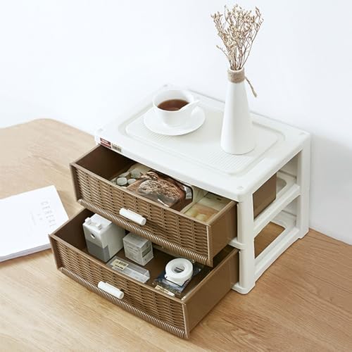 Boîte de rangement pour tiroir en polypropylène imitation rotin empilable