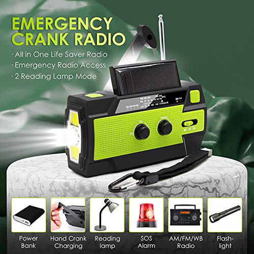 Wind Up Radio, 4000mAh draagbare Solar Hand Crank Weer Radio met AM/FM, Bewegingssensor Leeslamp, Power Bank Mobiele Telefoon Oplader, SOS Alarm en Waterdichte Handheld Zaklamp - Image 5