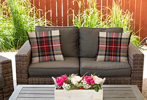 Plaid Pillow Cover 16X16 Inch, Scottish Tartan Red And White Wool Plaid Pattern Symmetric Square Print Double Sided Decorative Pillows Cass Throw Pillows Covers #TOP4
