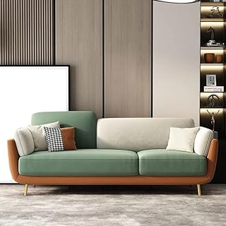 The Sofa Studio - Modern Luxury Velvet Contemperory Sofa with Cushion Stylish Design Sofa for Your Living Room, Bedroom, Hallway, Office (Light Green- Beige, 3 Seater)-picture-15