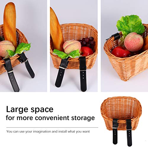 CLISPEED Crianças Guiador Dianteiro Cesta de Bicicleta Guiador Dianteiro Cesta de Vime Bicicleta Tir