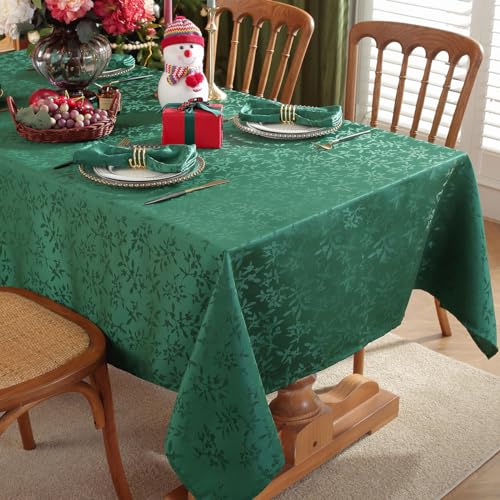 SASTYBALE-Christmas-Tablecloth-Rectangle-52-x-70-Inch-Holly-Berries-Jacquard-Spill-Proof-Wrinkle-Free-Polyester-Table-Cloth-Damask-Fabric-Table-Cover-for-X-mas-Farmhouse-Winter-Holiday-Green SASTYBALE Christmas Tablecloth Rectangle 52 x 70 Inch Holly Berries Jacquard Spill Proof Wrinkle Free Polyester Table Cloth Damask Fabric Table Cover for X mas Farmhouse Winter Holiday Green