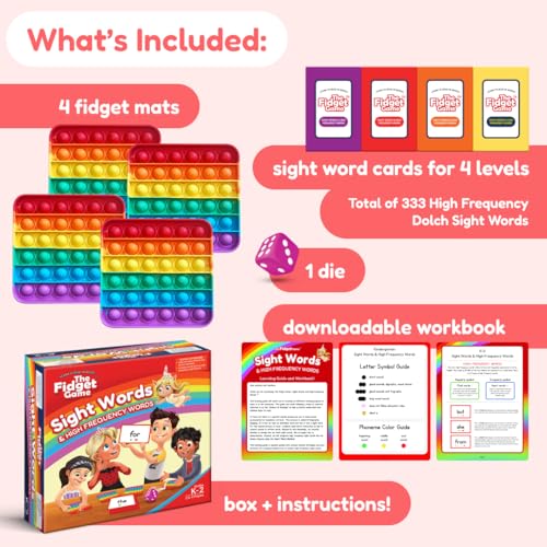 THE FIDGET GAME Sight Words - Reading Flashcards and Pop Fidget Toys for Kids K to Second Grade - Learning Activities and Games for High-Frequency Dolch Sight Words - Includes Mats and Dice - Image 3